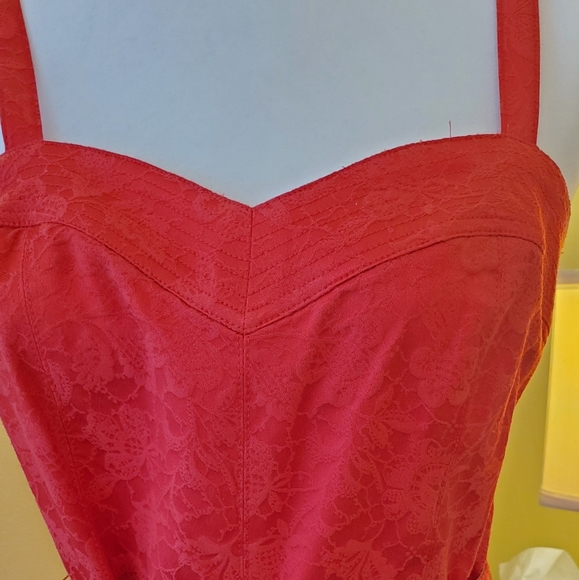 TOSHIKO DRESS, red sundress w/ bolero jacket, size 8, jacquard print, excellent - Picture 4 of 14